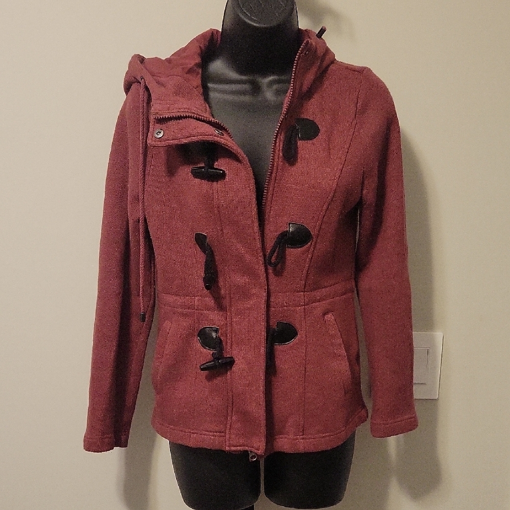 Sebby Red Utility Jacket with High Collar and Fitted Silhouette